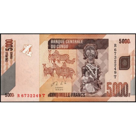 Rép. Démocr. du Congo - Pick 102b - 5'000 francs - Série R T - 30/06/2013 - Etat : NEUF