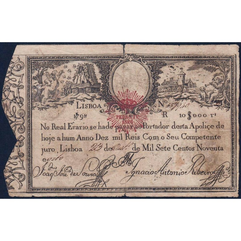 Portugal - Pick 28b - 10'000 reis - 1826 - Etat : TB