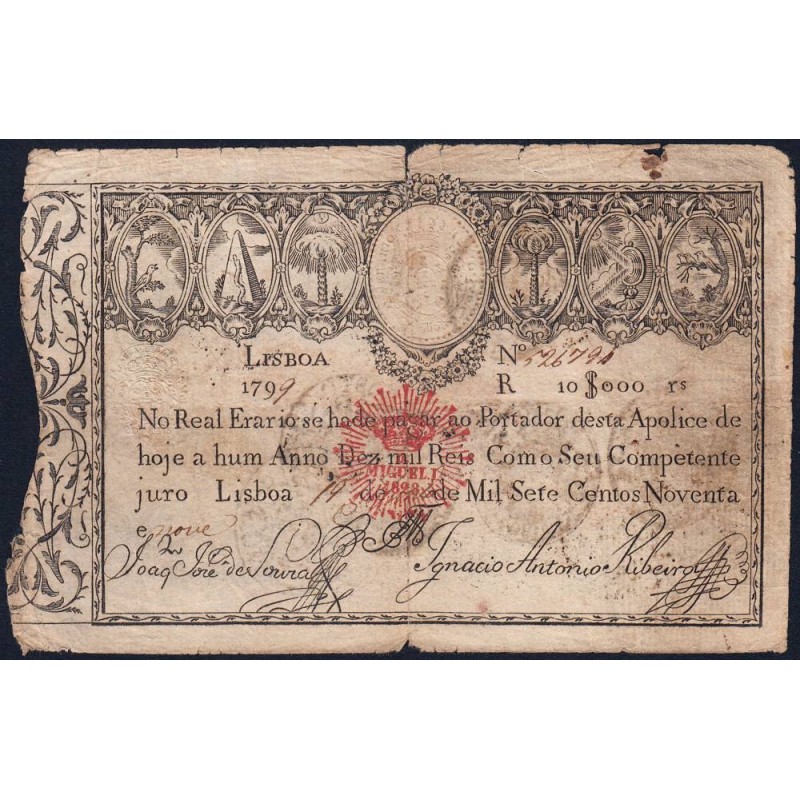 Portugal - Pick 41a - 10'000 reis - 1828 - Etat : TB-