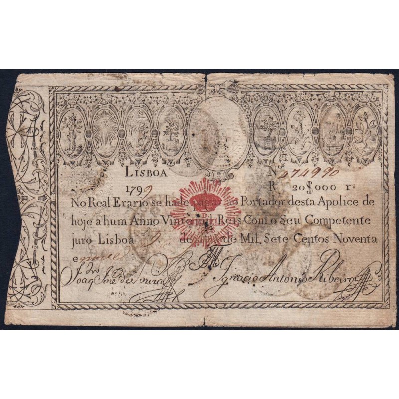 Portugal - Pick 46a - 20'000 reis - 1828 - Etat : TB