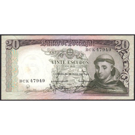 Portugal - Pick 167_2 - 20 escudos - Série BCK - 26/05/1964 - Etat : TTB