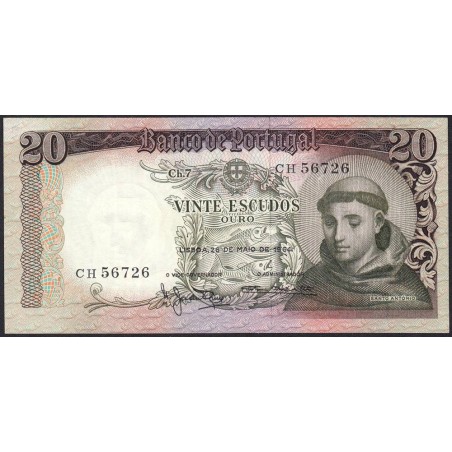 Portugal - Pick 167_3 - 20 escudos - Série CH - 26/05/1964 - Etat : SPL