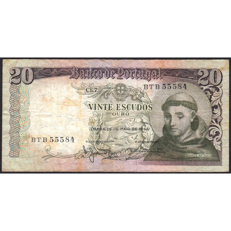 Portugal - Pick 167_3 - 20 escudos - Série BTB - 26/05/1964 - Etat : TB-