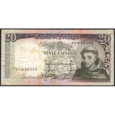 Portugal - Pick 167_3 - 20 escudos - Série BTB - 26/05/1964 - Etat : TB-