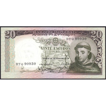 Portugal - Pick 167_3 - 20 escudos - Série BTQ - 26/05/1964 - Etat : SPL