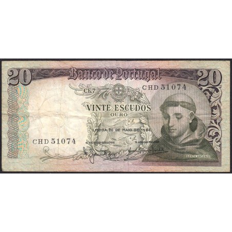 Portugal - Pick 167_4b - 20 escudos - Série CHD - 26/05/1964 - Etat : TB
