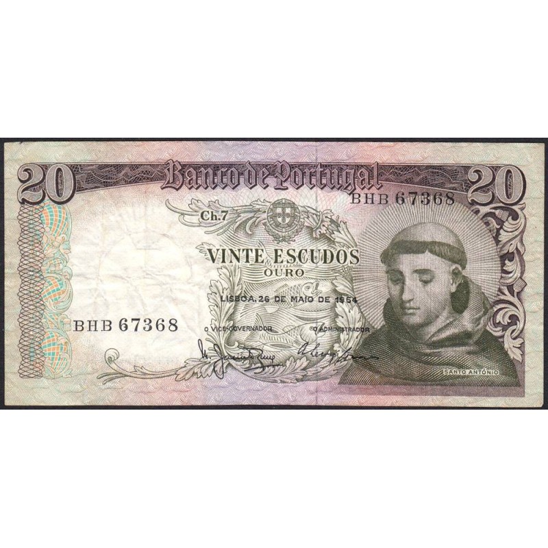 Portugal - Pick 167_5 - 20 escudos - Série BHB - 26/05/1964 - Etat : TB