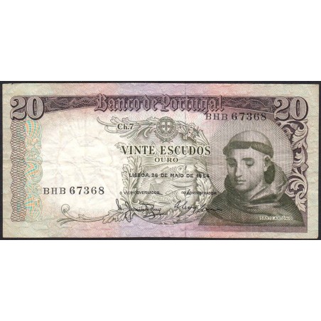 Portugal - Pick 167_5 - 20 escudos - Série BHB - 26/05/1964 - Etat : TB