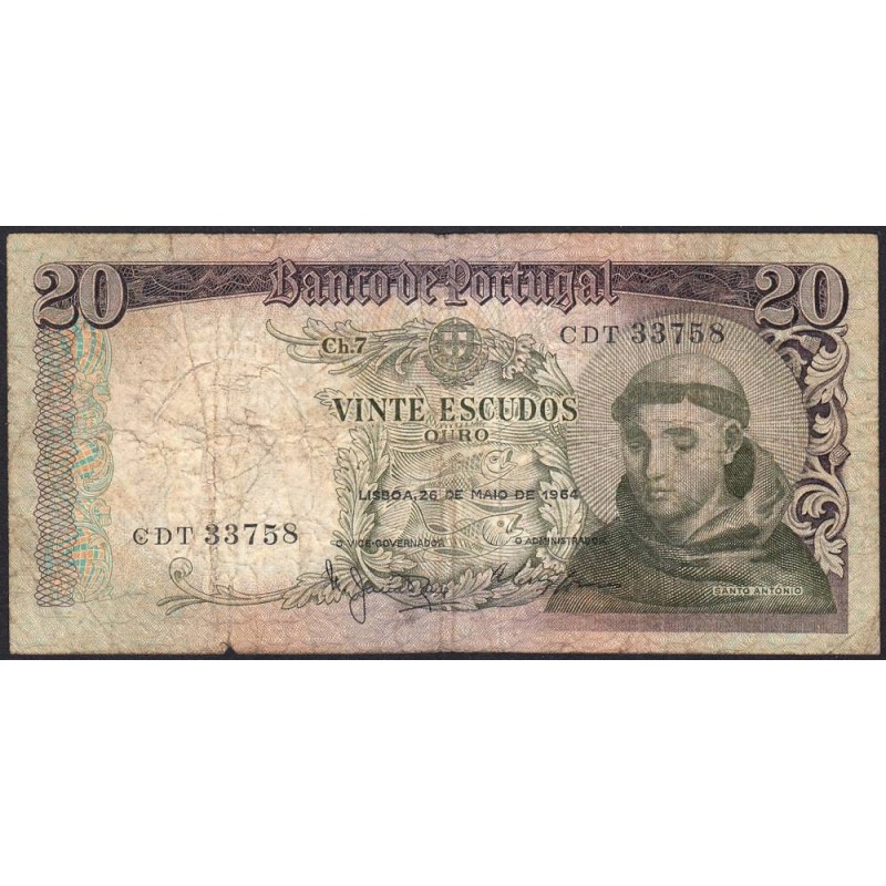 Portugal - Pick 167_5 - 20 escudos - Série CDT - 26/05/1964 - Etat : B