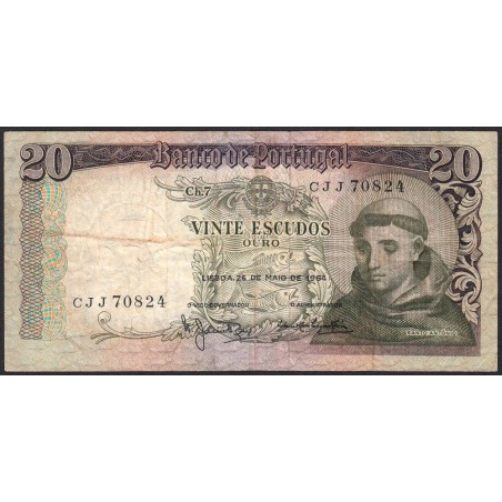 Portugal - Pick 167_6 - 20 escudos - Série CJJ - 26/05/1964 - Etat : TB-