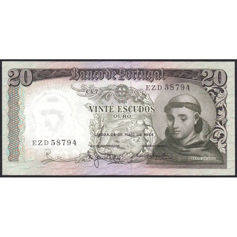 Portugal - Pick 167_6 - 20 escudos - Série EZD - 26/05/1964 - Etat : NEUF