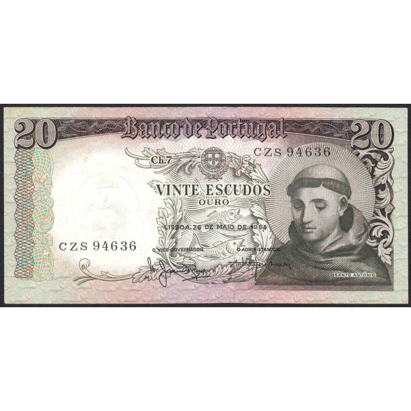 Portugal - Pick 167_7 - 20 escudos - Série CZS - 26/05/1964 - Etat : SPL