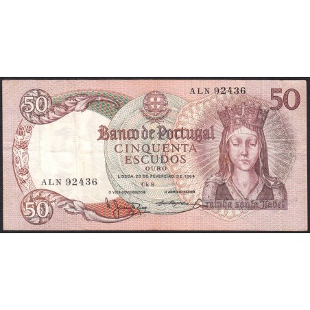 Portugal - Pick 168_a2 - 50 escudos - Série ALN - 26/02/1964 - Etat : TTB