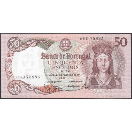 Portugal - Pick 168_a2 - 50 escudos - Série BSD - 26/02/1964 - Etat : SUP