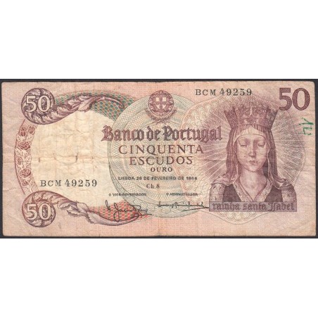 Portugal - Pick 168_a4b - 50 escudos - Série BCM - 26/02/1964 - Etat : B