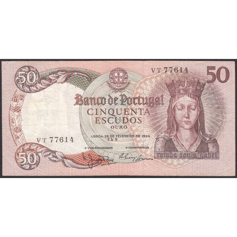 Portugal - Pick 168_a5 - 50 escudos - Série VT - 26/02/1964 - Etat : TB+