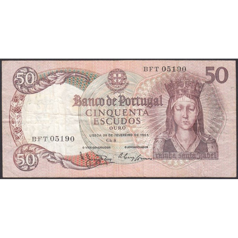 Portugal - Pick 168_a5 - 50 escudos - Série BFT - 26/02/1964 - Etat : TB