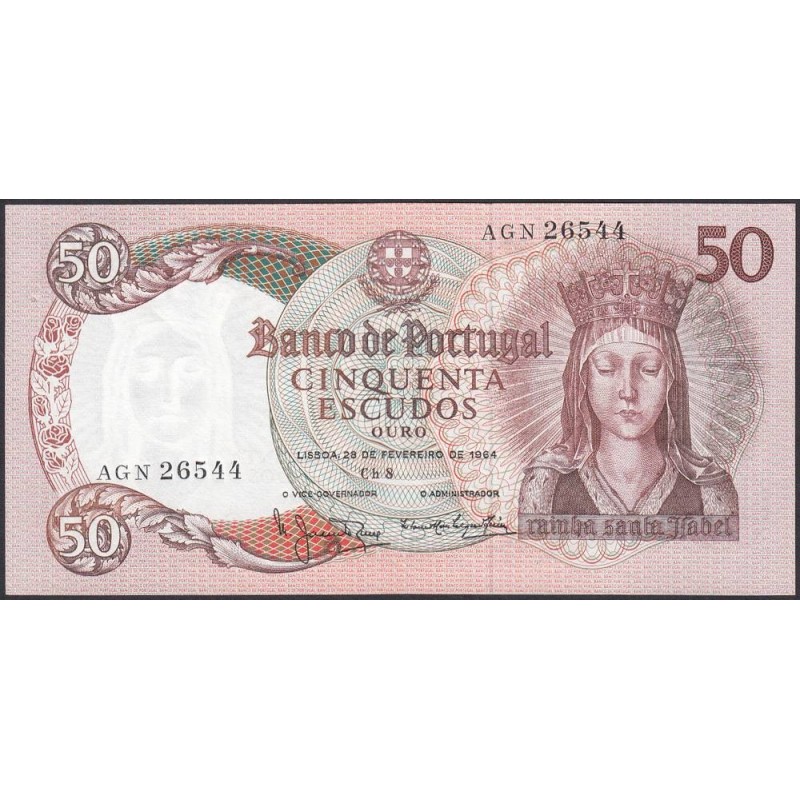 Portugal - Pick 168_a6 - 50 escudos - Série AGN - 26/02/1964 - Etat : SPL+