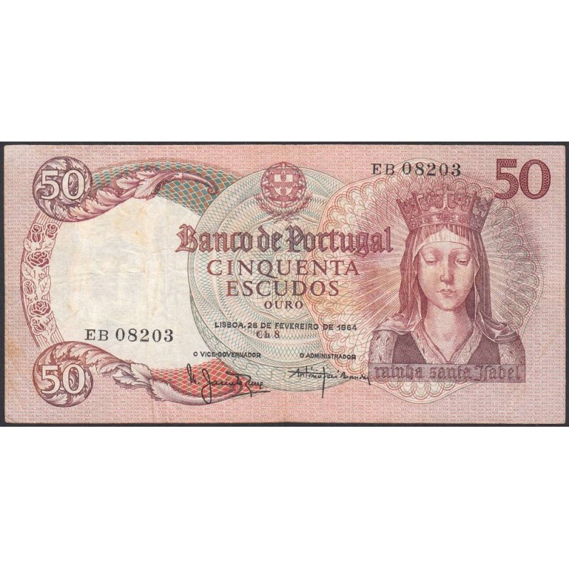 Portugal - Pick 168_a7 - 50 escudos - Série EB - 26/02/1964 - Etat : TB