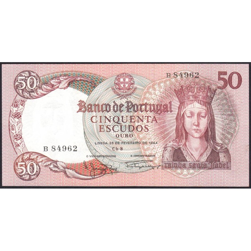 Portugal - Pick 168_a1 - 50 escudos - Série B - 26/02/1964 - Etat : NEUF