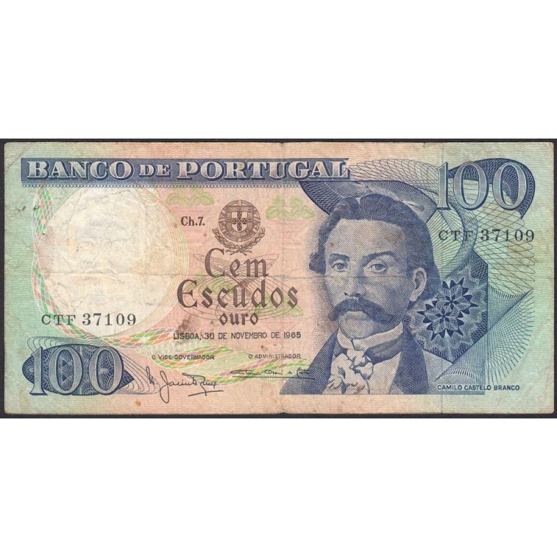 Portugal - Pick 169a_a3 - 100 escudos - Série CTF - 30/11/1965 - Etat : TB-