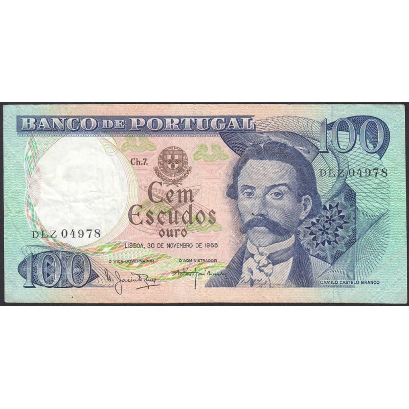 Portugal - Pick 169a_a7 - 100 escudos - Série DLZ - 30/11/1965 - Etat : TB+