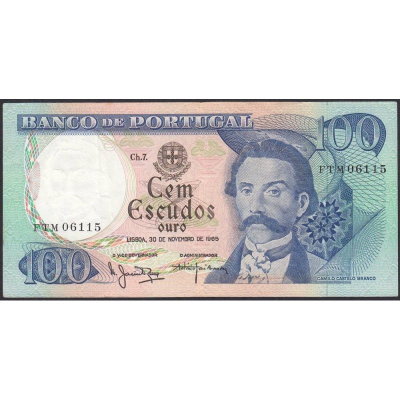 Portugal - Pick 169a_a7 - 100 escudos - Série FTM - 30/11/1965 - Etat : TTB+