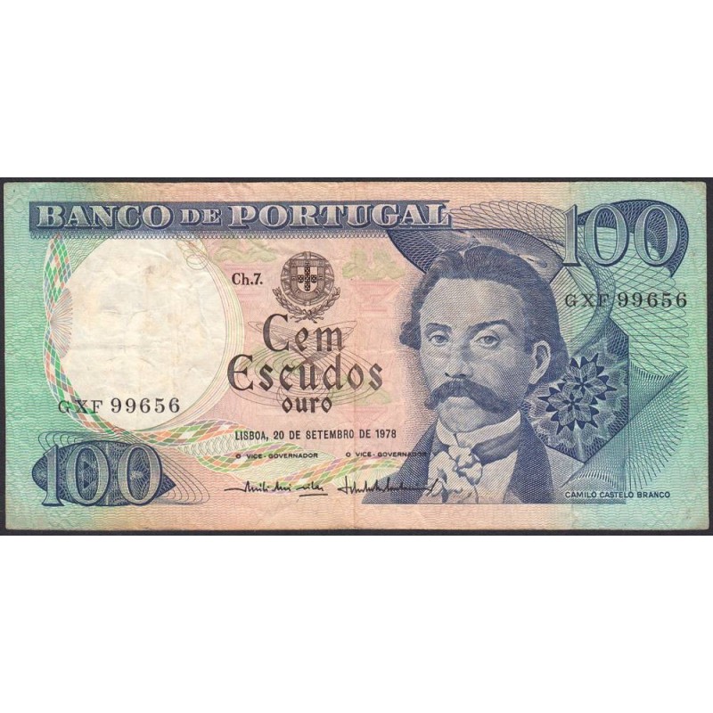 Portugal - Pick 169b_6 - 100 escudos - Série GXF - 20/09/1978 - Etat : TB