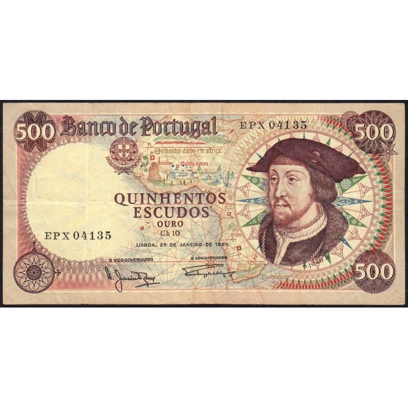 Portugal - Pick 170a_1 - 500 escudos - Série EPX - 25/01/1966 - Etat : TTB