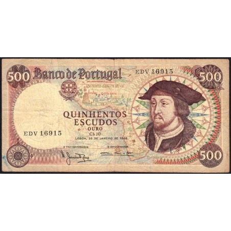 Portugal - Pick 170a_3 - 500 escudos - Série EDV - 25/01/1966 - Etat : TB