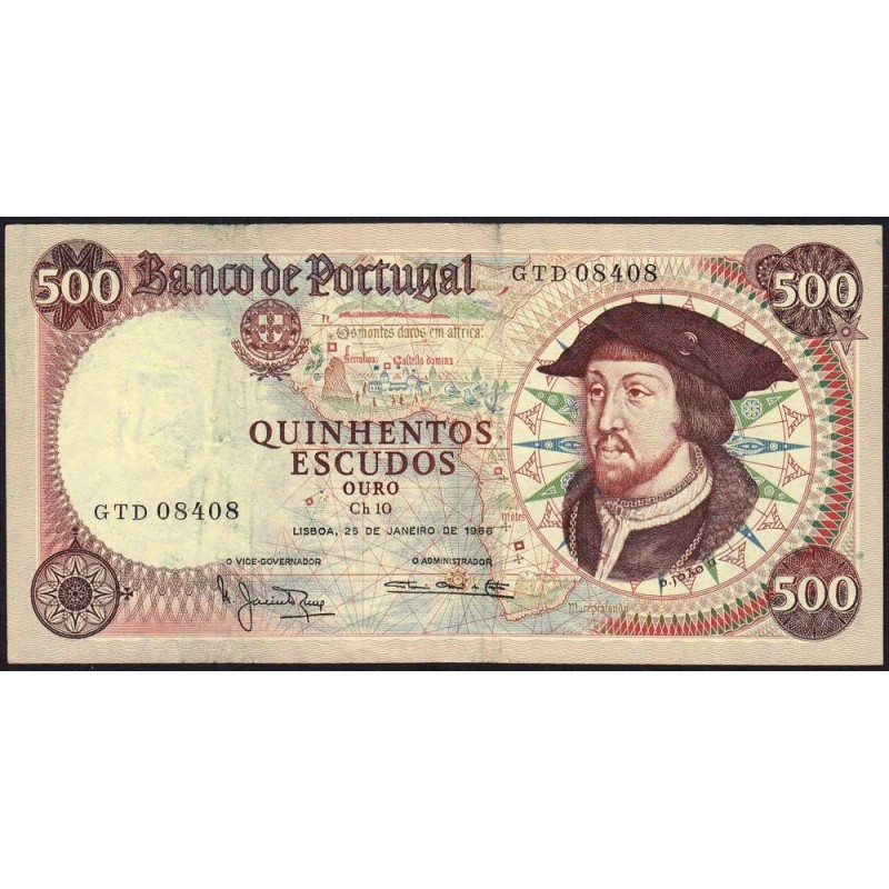 Portugal - Pick 170a_3 - 500 escudos - Série GTD - 25/01/1966 - Etat : TTB