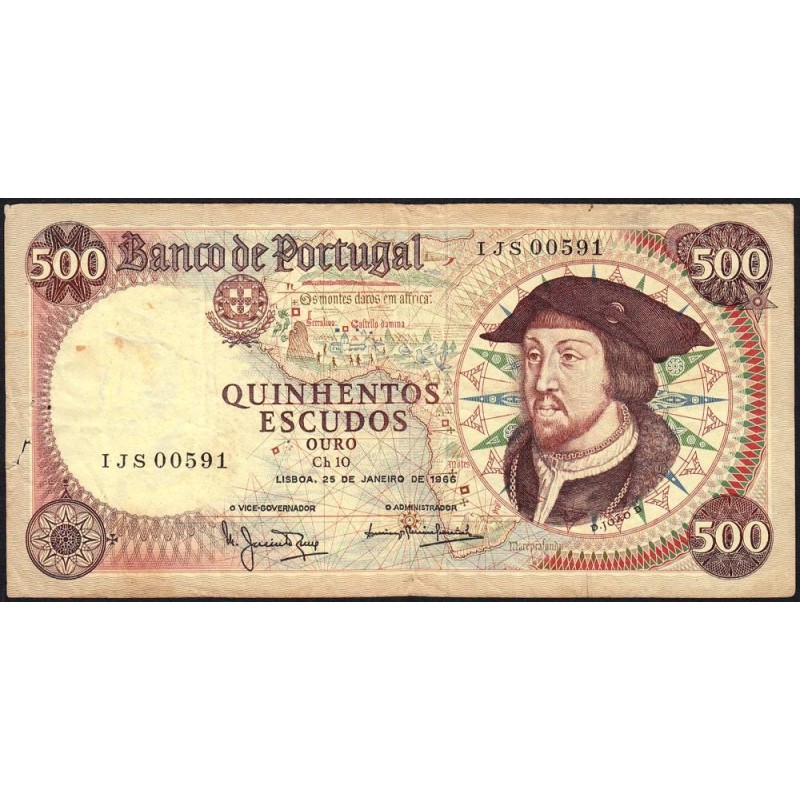 Portugal - Pick 170a_4 - 500 escudos - Série IJS - 25/01/1966 - Etat : TB