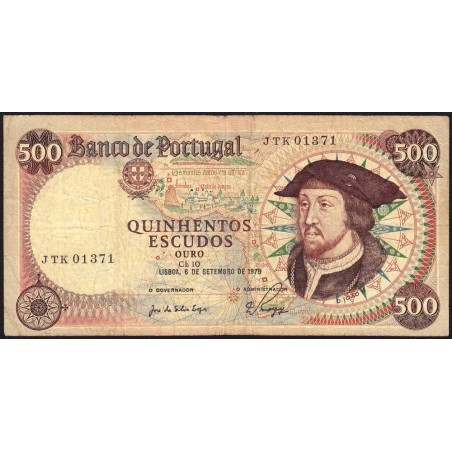 Portugal - Pick 170b_1 - 500 escudos - Série JTK - 06/09/1979 - Etat : TB