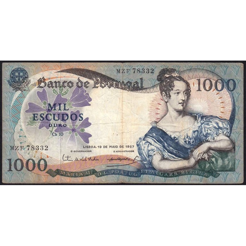 Portugal - Pick 172a_a2 - 1'000 escudos - Série MZF - 19/05/1967 - Etat : TB