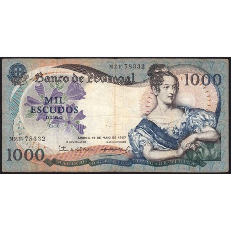 Portugal - Pick 172a_a2 - 1'000 escudos - Série MZF - 19/05/1967 - Etat : TB