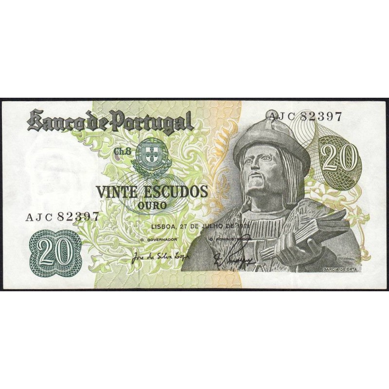 Portugal - Pick 173_a1 - 20 escudos - Série ACJ - 21/06/1971 - Etat : SUP