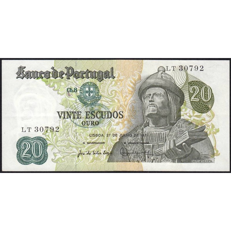 Portugal - Pick 173_a2 - 20 escudos - Série LT - 21/06/1971 - Etat : SUP+