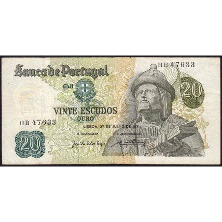 Portugal - Pick 173_a3 - 20 escudos - Série HB - 21/06/1971 - Etat : TB
