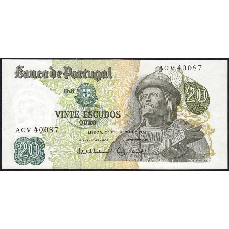 Portugal - Pick 173_b2 - 20 escudos - Série ACV - 21/06/1971 - Etat : SPL