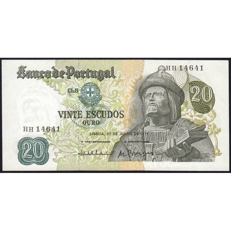 Portugal - Pick 173_b4 - 20 escudos - Série HH - 21/06/1971 - Etat : SPL+