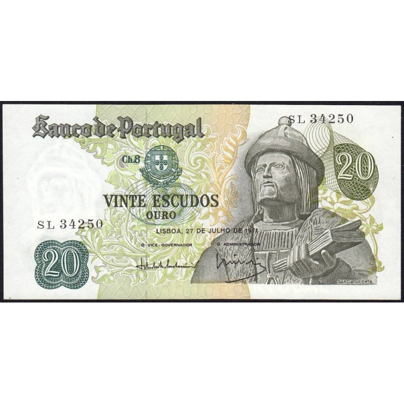 Portugal - Pick 173_b5 - 20 escudos - Série SL - 21/06/1971 - Etat : pr.NEUF