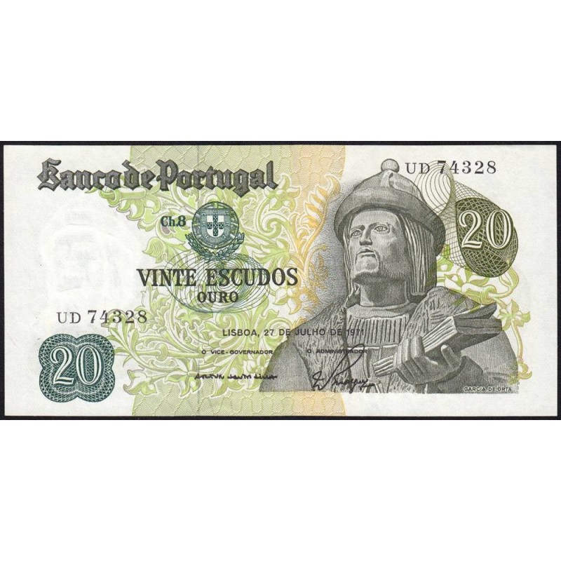 Portugal - Pick 173_c1 - 20 escudos - Série UD - 21/06/1971 - Etat : SPL