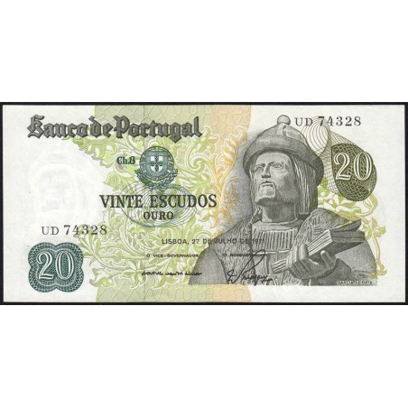 Portugal - Pick 173_c1 - 20 escudos - Série UD - 21/06/1971 - Etat : SPL