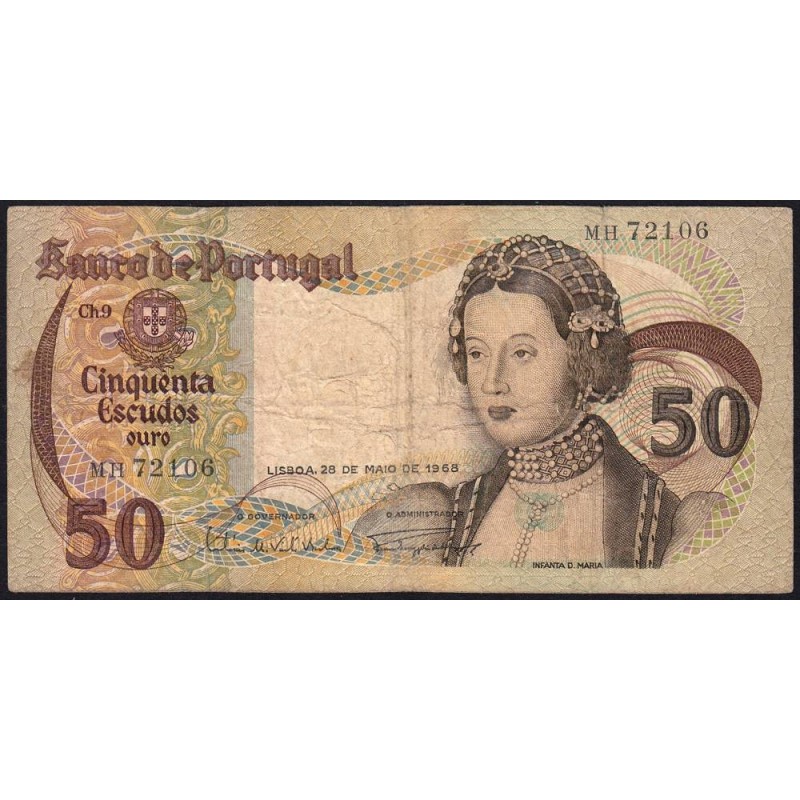 Portugal - Pick 174a_1 - 50 escudos - Série MH - 28/05/1968 - Etat : TB-