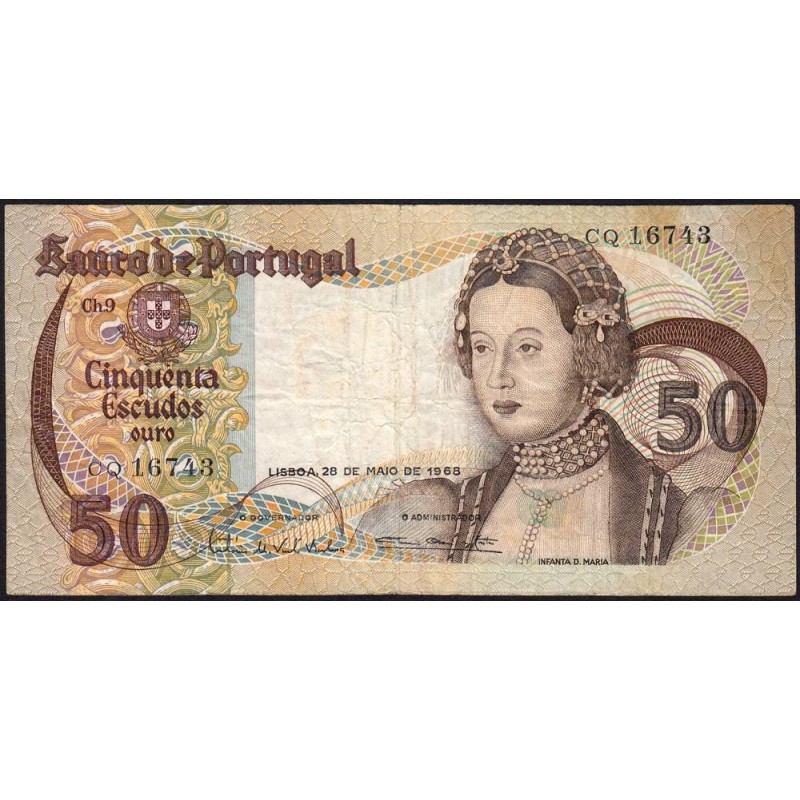 Portugal - Pick 174a_3 - 50 escudos - Série CQ - 28/05/1968 - Etat : TB