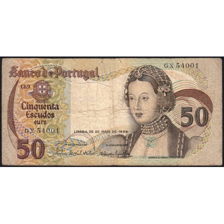 Portugal - Pick 174a_6 - 50 escudos - Série GN - 28/05/1968 - Etat : B+
