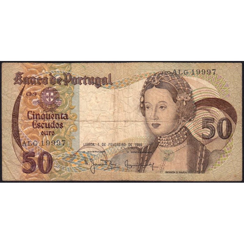 Portugal - Pick 174b_2 - 50 escudos - Série ALG - 01/02/1980 - Etat : B+