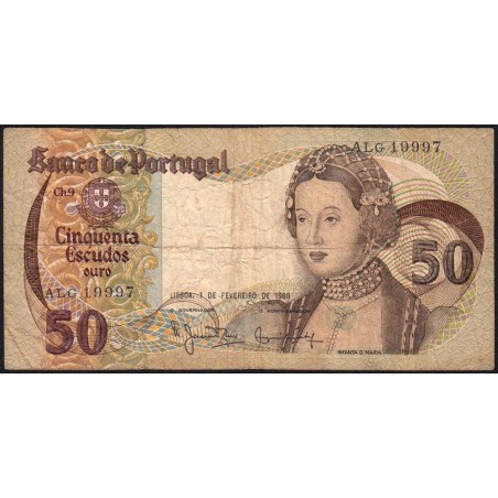Portugal - Pick 174b_2 - 50 escudos - Série ALG - 01/02/1980 - Etat : B+