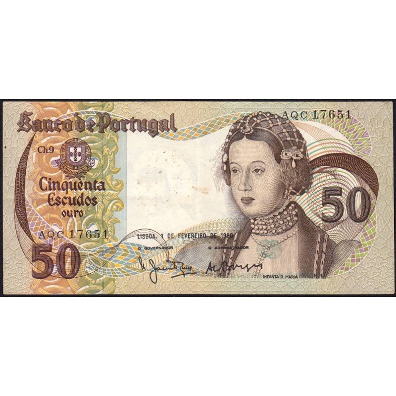 Portugal - Pick 174b_4 - 50 escudos - Série AQC - 01/02/1980 - Etat : TTB