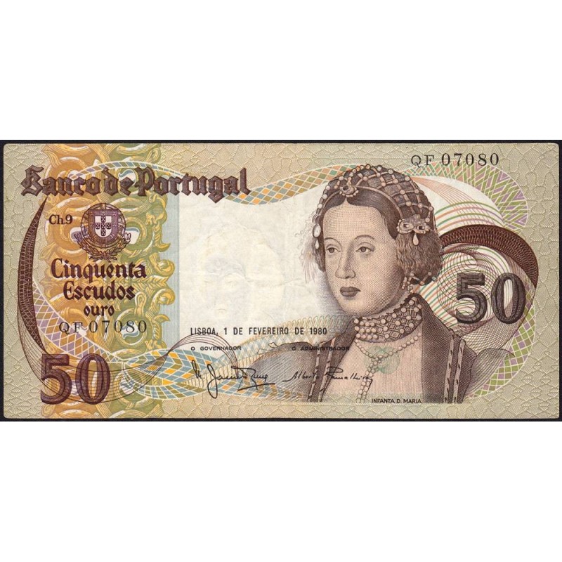 Portugal - Pick 174b_9 - 50 escudos - Série QF - 01/02/1980 - Etat : TTB